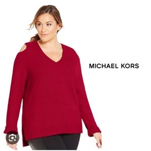 Michael Kors Women’s 3X Red Sweater, New with tags. V-neck pullover, long sleeve